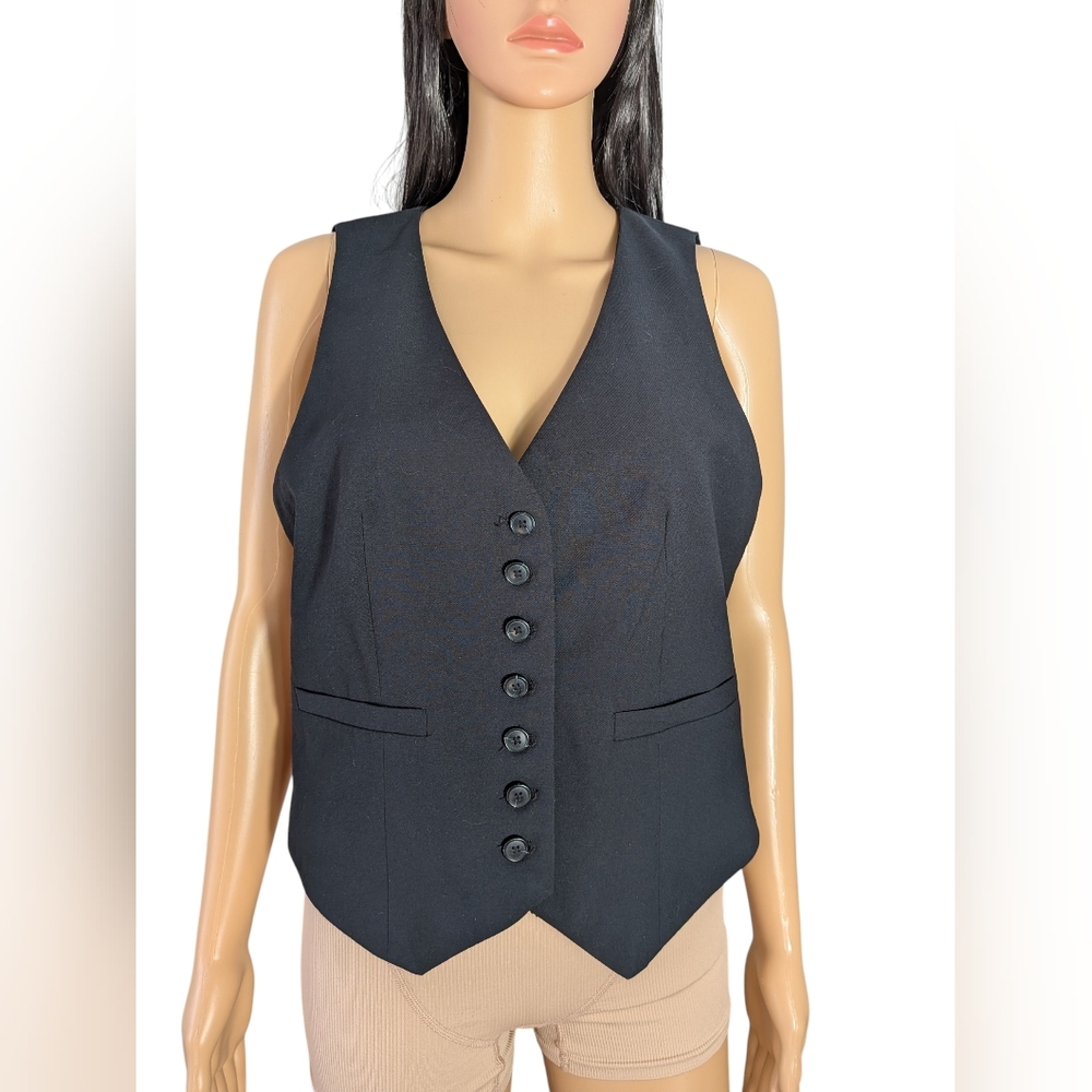 NWT Black Button Down Vest By A New Day